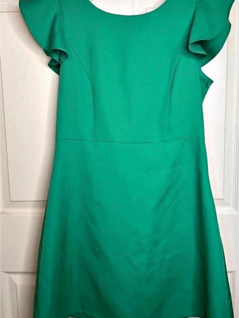KAREN COVENTRY Ruffle Sleeve Mini Dress in Green Size Large NWT